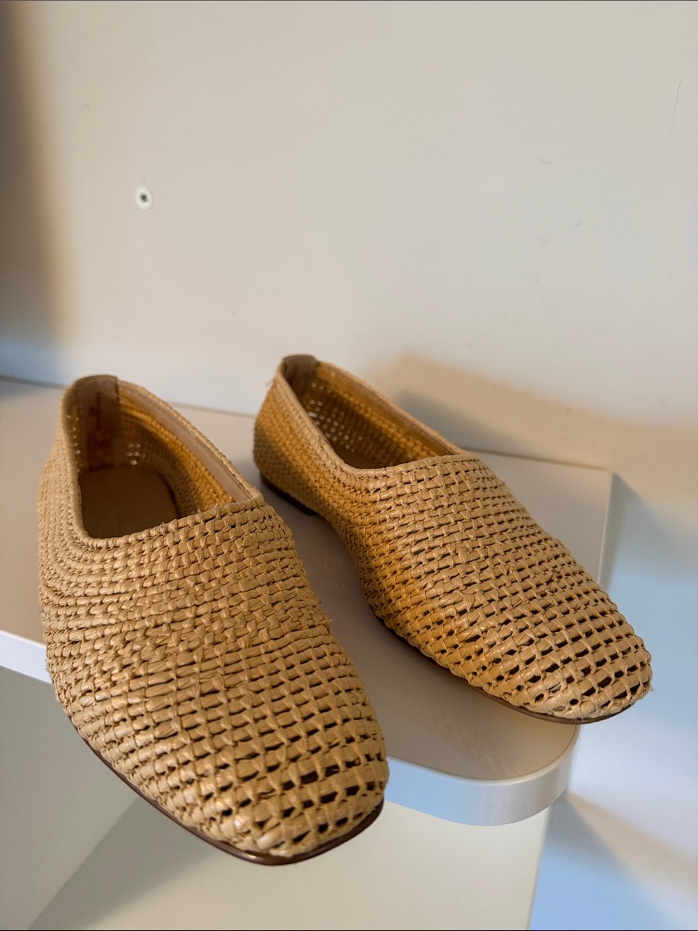 Zara Woven Slip-On Flats in Tan